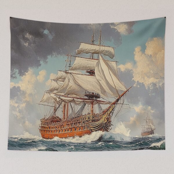 Item preview, Vintage Frigate At Sea Painting designed and sold by ContTraders.