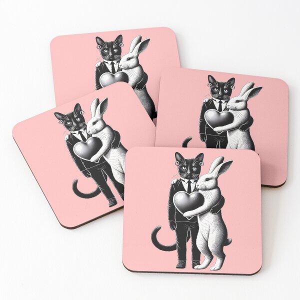 Item preview, Cat & Rabbit Valentine's Day Heart designed and sold by TSQ.