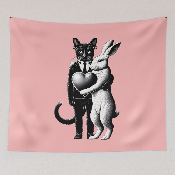 Item preview, Cat & Rabbit Valentine's Day Heart designed and sold by TSQ.