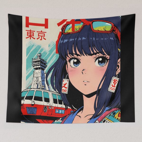 Item preview, Tokyo Japan 80s Retro Anime Girl Vintage Travel designed and sold by Retro-Anime9.