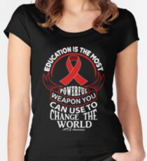 Education is The Most Powerful Weapon You Can Use to Change the World. AIDS Awareness Quote Women's Fitted Scoop T-Shirt