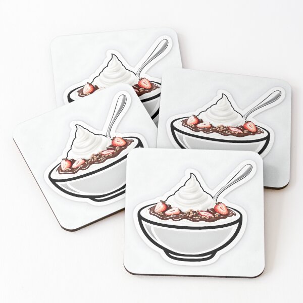 Item preview, Yogurt Bowl with Chocolate and Strawberries - Minimalist Food Art designed and sold by Delta's Work.