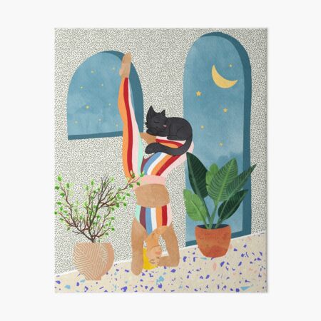 Item preview, Headstand, Cat Yoga, Active Woman Workout, Eclectic Colorful Pets Terrazzo designed and sold by 83oranges.