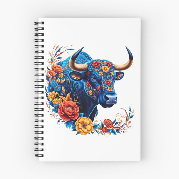 Item preview, Floral Blue Bull – Vibrant Animal Art with Floral Patterns designed and sold by RvinJo8.