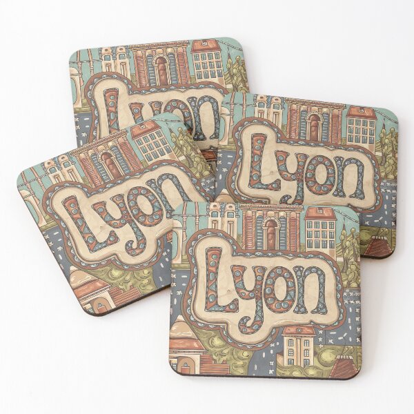 Item preview, Vintage Lyon City of France Whimsical Retro Doodle Typography Art designed and sold by Witty Shirts.