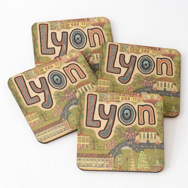 Item preview, Vintage Lyon City of France Whimsical Retro Doodle Typography Art designed and sold by Witty Shirts.