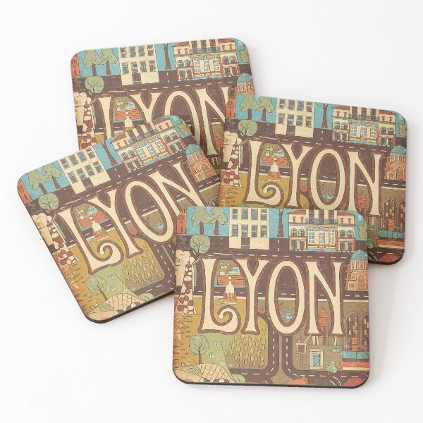 Item preview, Vintage Lyon City of France Whimsical Retro Doodle Typography Art designed and sold by Witty Shirts.