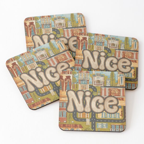 Item preview, Vintage Nice City of France Whimsical Retro Doodle Typography Art designed and sold by Witty Shirts.