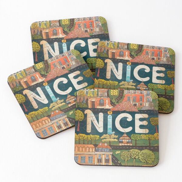 Item preview, Vintage Nice City of France Whimsical Retro Doodle Typography Art designed and sold by Witty Shirts.