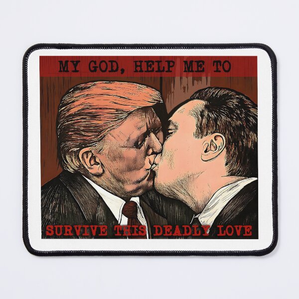 Item preview, Fraternal Kiss Donald Trump and Elon Musk designed and sold by ValentinaHramov.