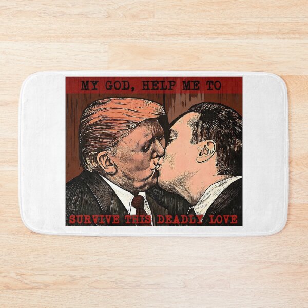 Item preview, Fraternal Kiss Donald Trump and Elon Musk designed and sold by ValentinaHramov.
