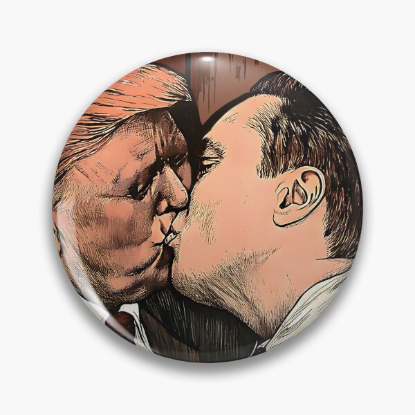 Item preview, Fraternal Kiss Donald Trump and Elon Musk designed and sold by ValentinaHramov.