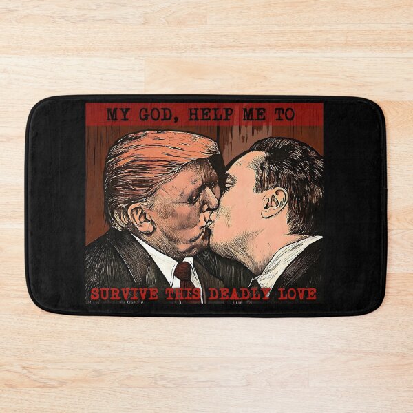 Item preview, Fraternal Kiss Donald Trump and Elon Musk designed and sold by ValentinaHramov.