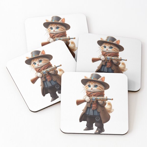 Item preview, Adventurous Cowboy Cat with a Golden Rifle designed and sold by petloverheaven.