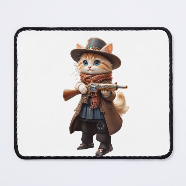 Item preview, Adventurous Cowboy Cat with a Golden Rifle designed and sold by petloverheaven.