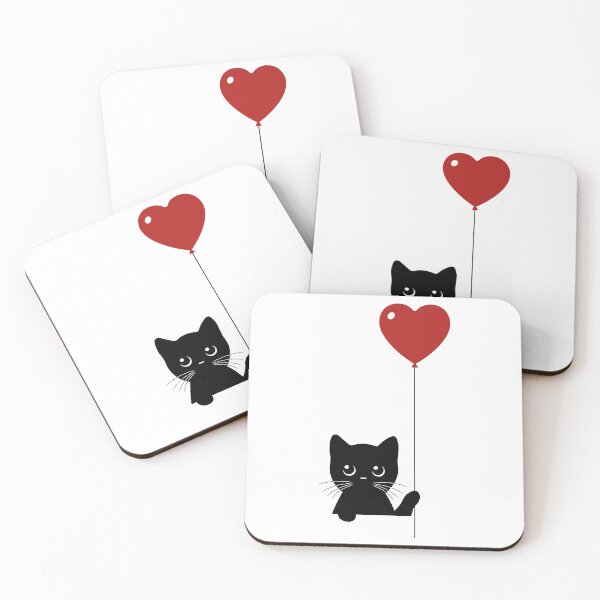 Item preview, Black Cat and a Heart Shaped Balloon designed and sold by FieldScent.