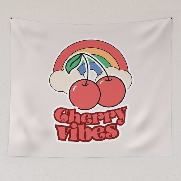 Item preview, Cherry Vibes Under Rainbow Skies With Red Cherries designed and sold by SplashTastic.