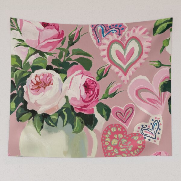 Item preview,  Modern Romanticism White Vase With The Roses Hearts designed and sold by Tamas Das.