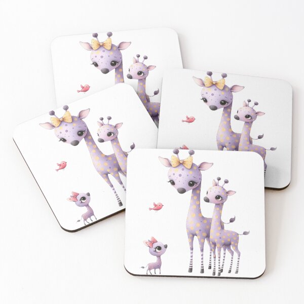 Item preview, A whimsical illustration of happy giraffe family designed and sold by Beyondnote-Art.