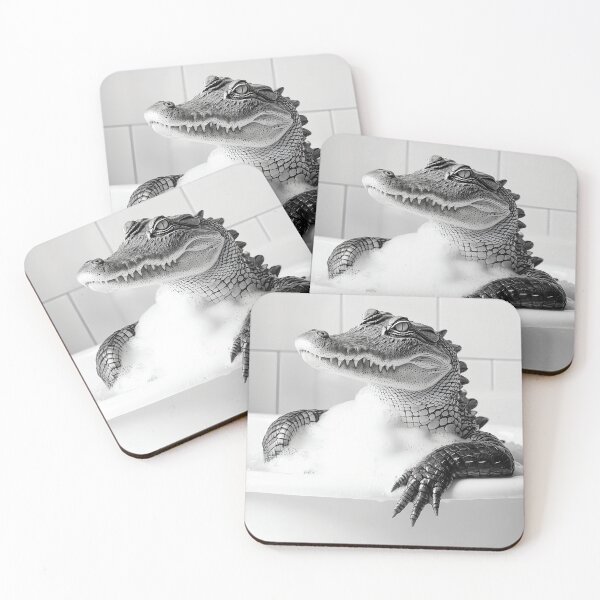 Item preview, Crocodile Taking a Bath, Cute Bathroom Animals designed and sold by CheekyAnimalz.