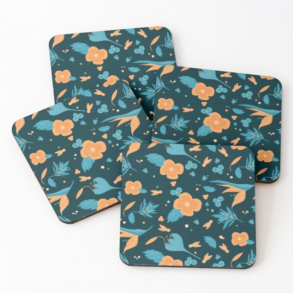 Item preview, Floral Bliss Tropical Flower Orange and Teal designed and sold by Studio Pico.
