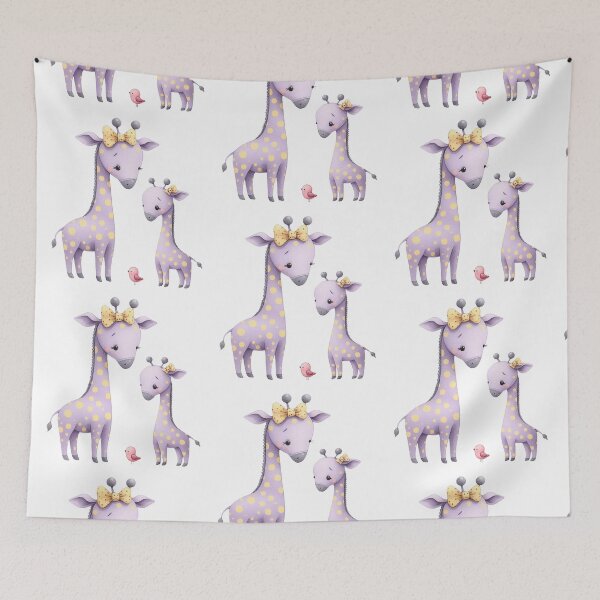 Item preview, A whimsical illustration of happy giraffe family designed and sold by Beyondnote-Art.