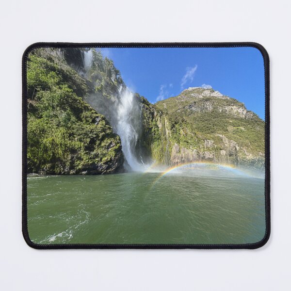 Item preview, Waterfall and Rainbow in New Zealand Fjord designed and sold by ArtArchive-KK.