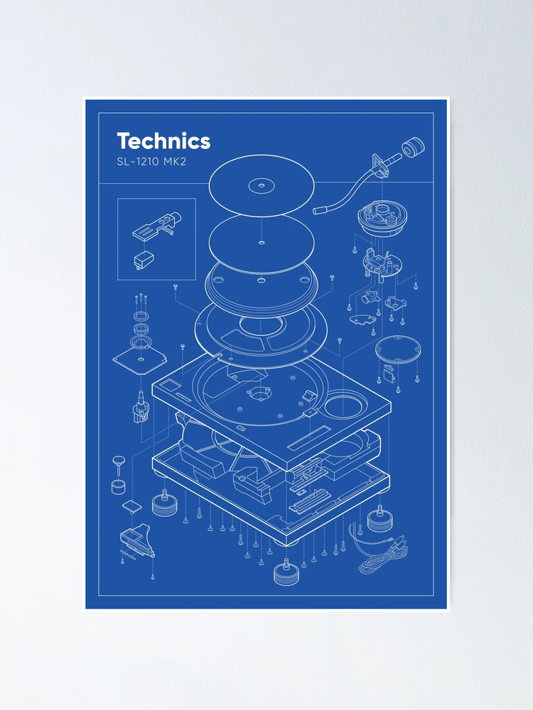 DJ Poster Studio, Technics 1210s Vintage Turntable Poster Record