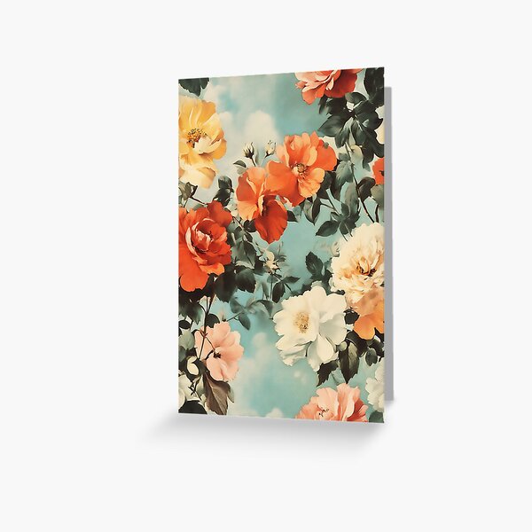 Item preview, Vintage Floral Pattern with Vibrant Roses and Soft Sky Background designed and sold by junkydotcom.