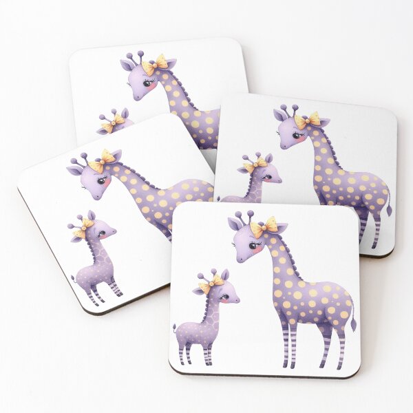 Item preview, A whimsical illustration of happy giraffe family designed and sold by Beyondnote-Art.