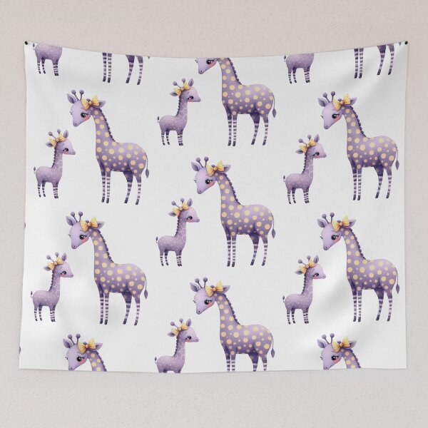 Item preview, A whimsical illustration of happy giraffe family designed and sold by Beyondnote-Art.