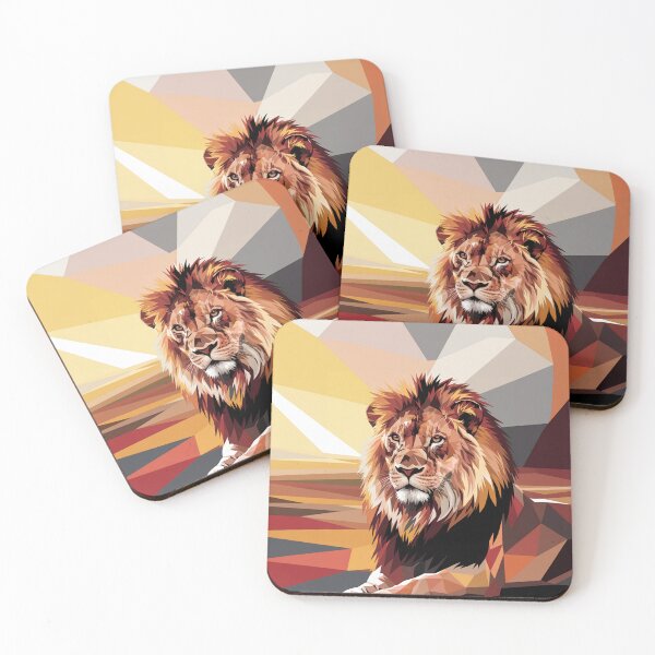 Item preview, Vibrant Geometric Lion Portrait at Sunset designed and sold by AnimalAirtistry.