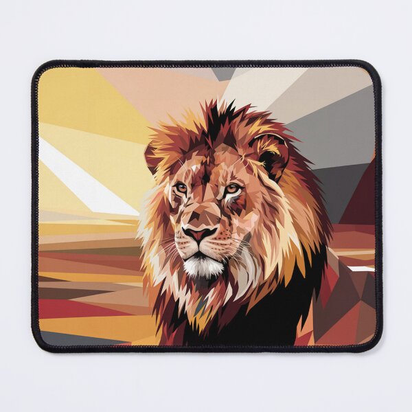Item preview, Vibrant Geometric Lion Portrait at Sunset designed and sold by AnimalAirtistry.
