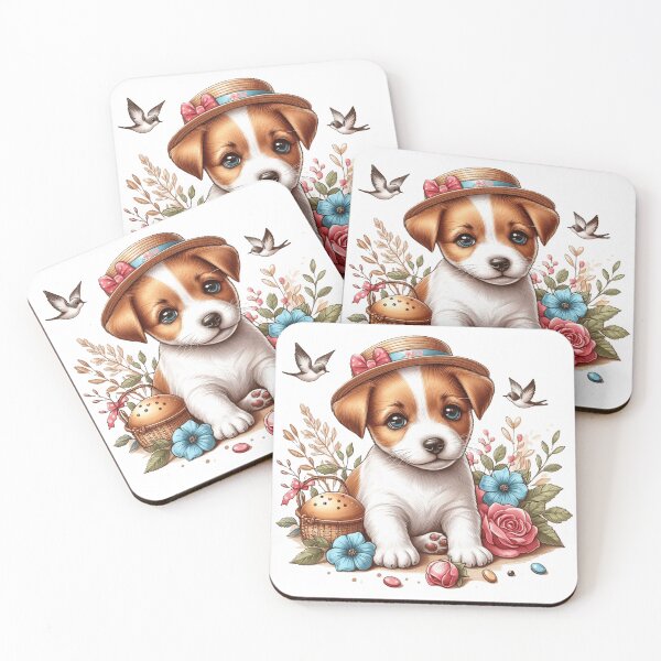 Item preview, Cute Jack Russell puppy with flowers designed and sold by nicnacc.