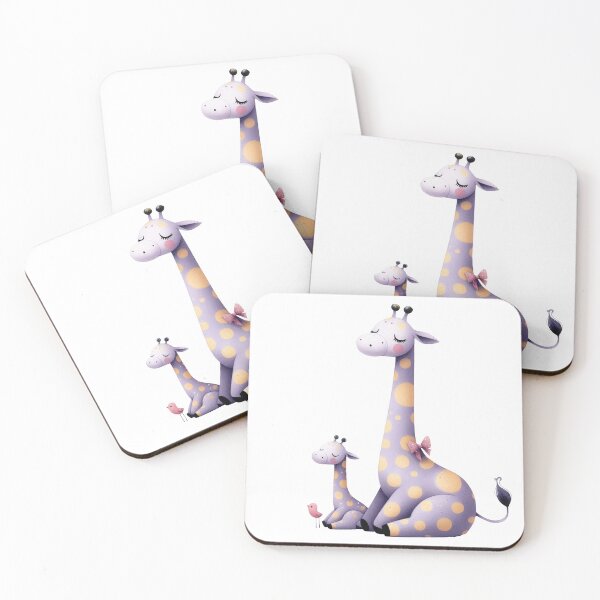 Item preview, A whimsical illustration of happy giraffe family designed and sold by Beyondnote-Art.