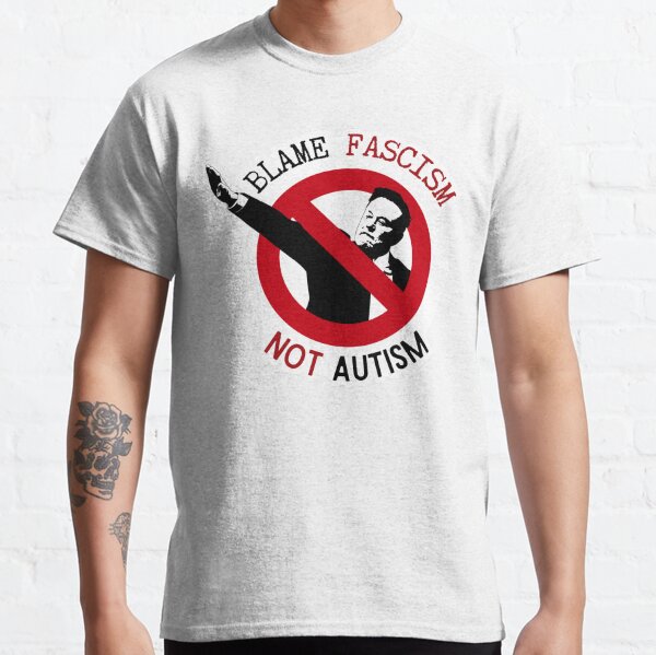 Vista previa del artículo con la obra «La culpa es del fascismo, no del autismo», diseñado y vendido por Zodii.