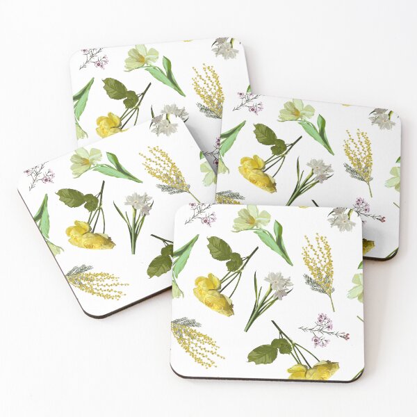 Item preview, Flowers of Spring mimosa, roses, tulips and daffodils on a white background. designed and sold by MatyKotiv.