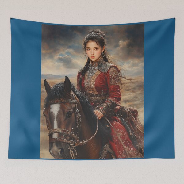 Item preview, Fierce Elegance: Mongolian Warrior on Horseback designed and sold by ArtVibeCo.