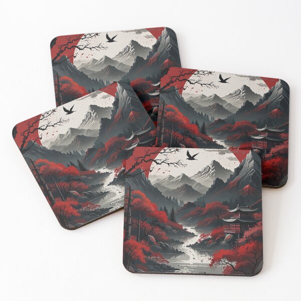 Item preview, Red Black Japanese Nature designed and sold by KungKthulhu.