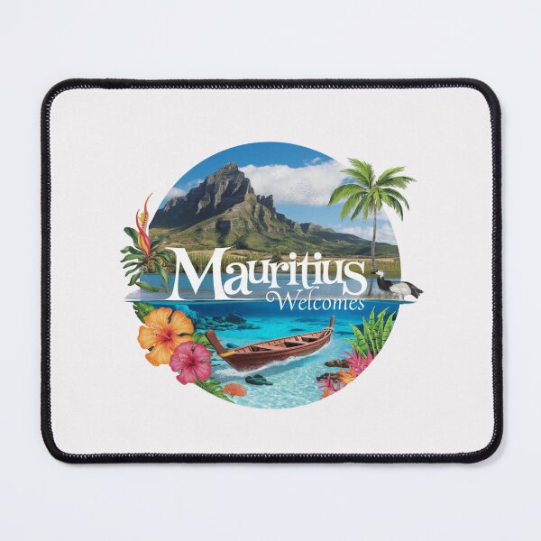 Item preview, Mauritius Welcomes Flag Map Port Louis, Le Morne Mountain designed and sold by AnimalsDH305.