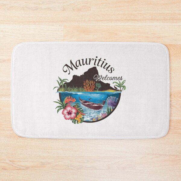 Item preview, Mauritius Welcomes Flag Map Port Louis, Le Morne Mountain designed and sold by AnimalsDH305.