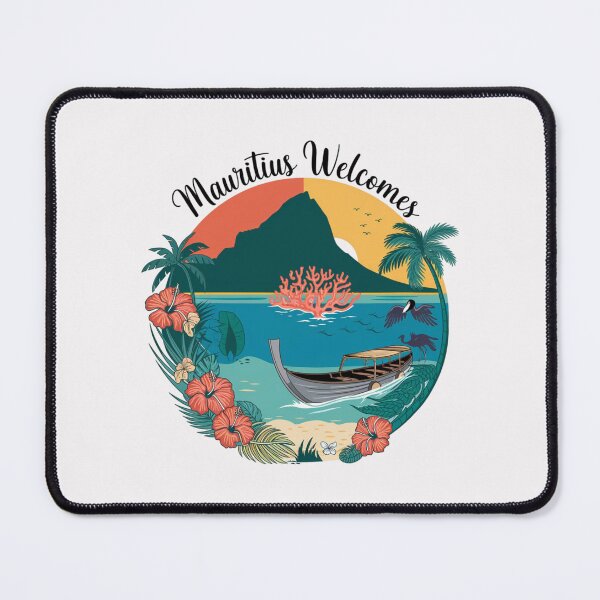 Item preview, Mauritius Welcomes Flag Map Port Louis, Le Morne Mountain designed and sold by AnimalsDH305.