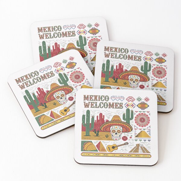 Item preview, Mexico Welcomes Flag Map , pyramids in Teotihuacán designed and sold by AnimalsDH305.