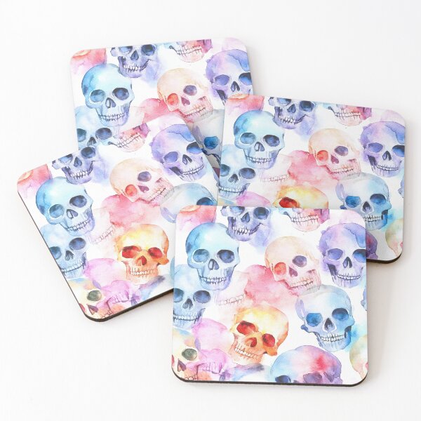 Item preview, Vibrant Watercolor Skulls Multicolored Pattern Art designed and sold by Paintings By Simon .