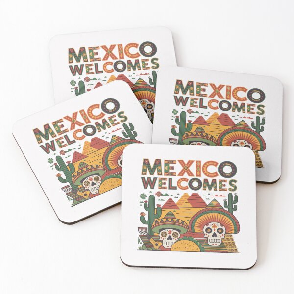 Item preview, Mexico Welcomes Flag Map , pyramids in Teotihuacán designed and sold by AnimalsDH305.