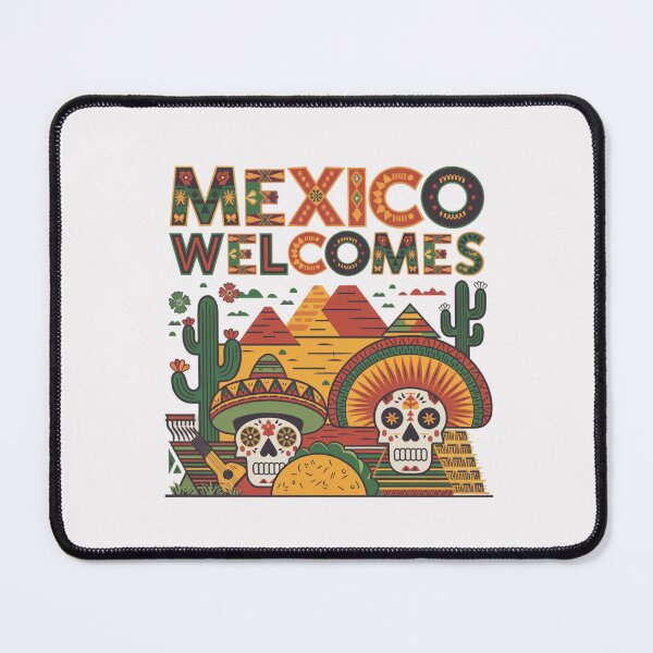 Item preview, Mexico Welcomes Flag Map , pyramids in Teotihuacán designed and sold by AnimalsDH305.