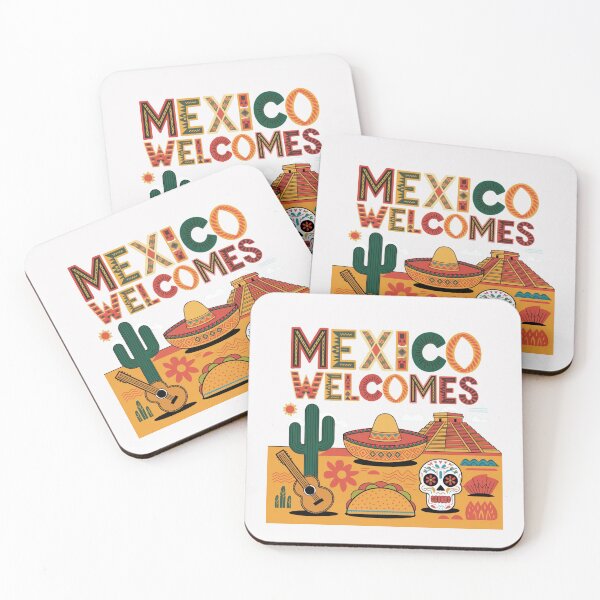 Item preview, Mexico Welcomes Flag Map , pyramids in Teotihuacán designed and sold by AnimalsDH305.