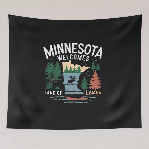 Item preview, Minnesota Welcomes Flag Map Minneapolis, Lake Superior designed and sold by AnimalsDH305.