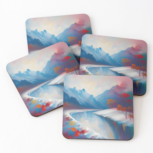 Item preview, Misty Mountains River in Winter Landscape Oil Painting | Landscape Oil Painting | Scenery Painting | Oil Painting Artwork designed and sold by UnhingedBird.