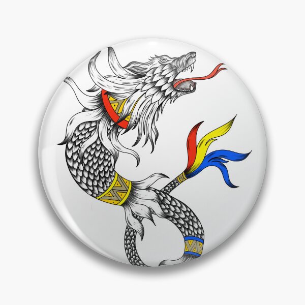 Item preview, Dacian Wolf with Traditional Motifs – Bold and Unique Mythical Art designed and sold by DianaZenArt.